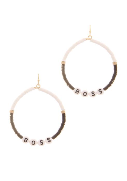 MIX COLOR BEADED BOSS MESSAGE HOOK EARRING