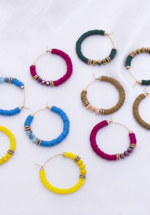 RUBBER BEAD HOOP EARRING