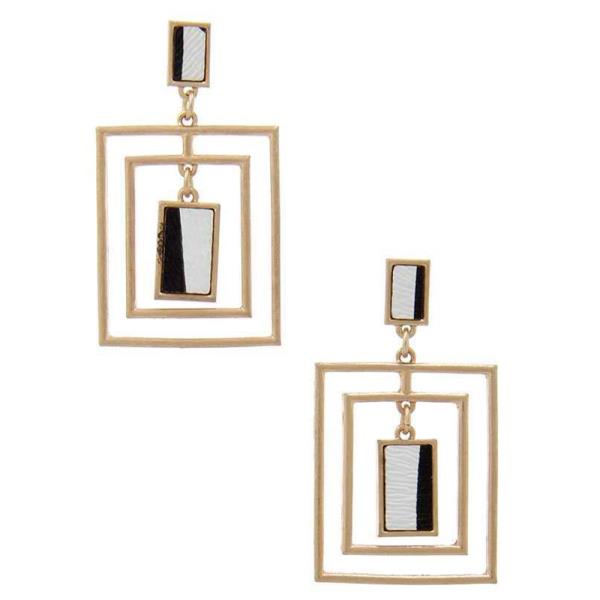 ANIMAL PATTERN SQUARE SHAPE POST DROP EARRING