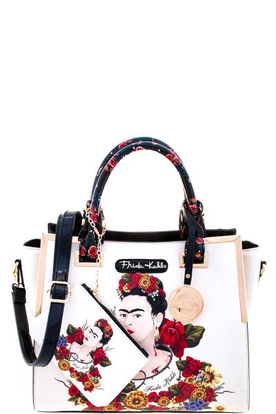 2IN1 FRIDA KAHLO MODERN FLOWER HANDLE TOTE BAG WITH COIN PURSE SET