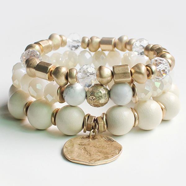 COIN BEADED STACKABLE BRACELET SET