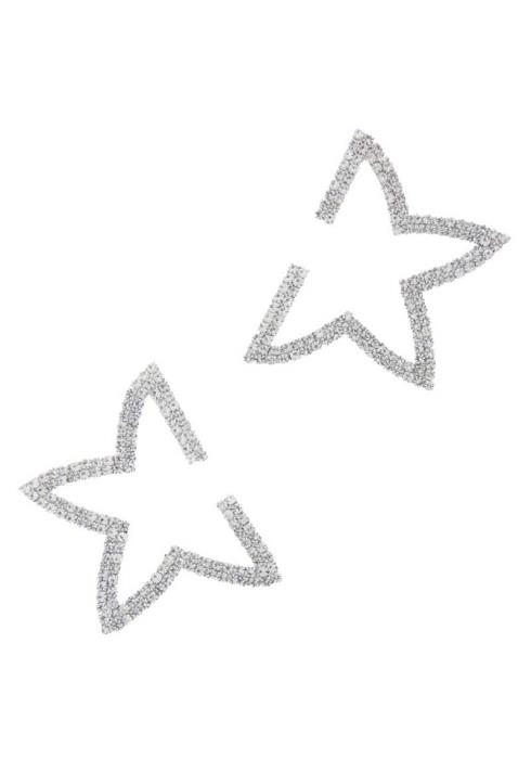 RHINESTONE ENCRUSTED OPEN STAR POST EARRING