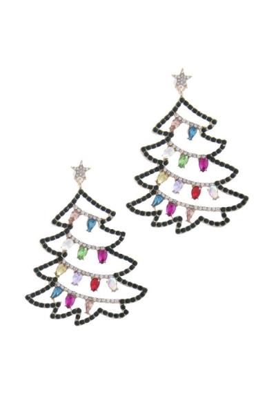 RHINESTONE CHRISTMAS TREE POST EARRING