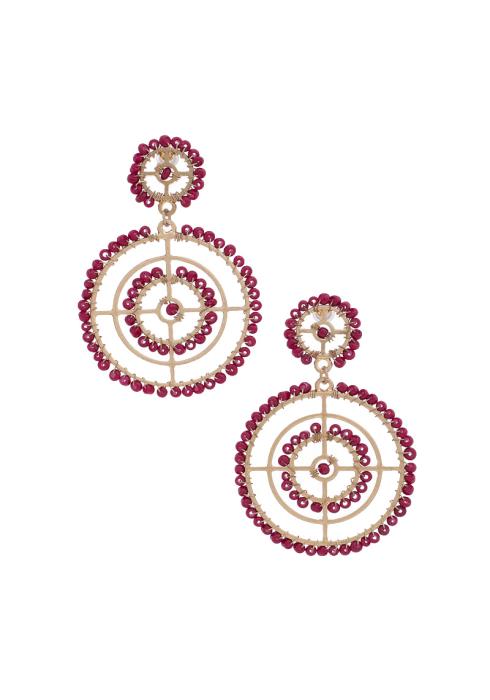DOUBLE CIRCLE SEED BEAD EDGE POST DROP EARRING