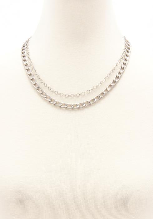 2 LAYERED METAL CHAIN NECKLACE