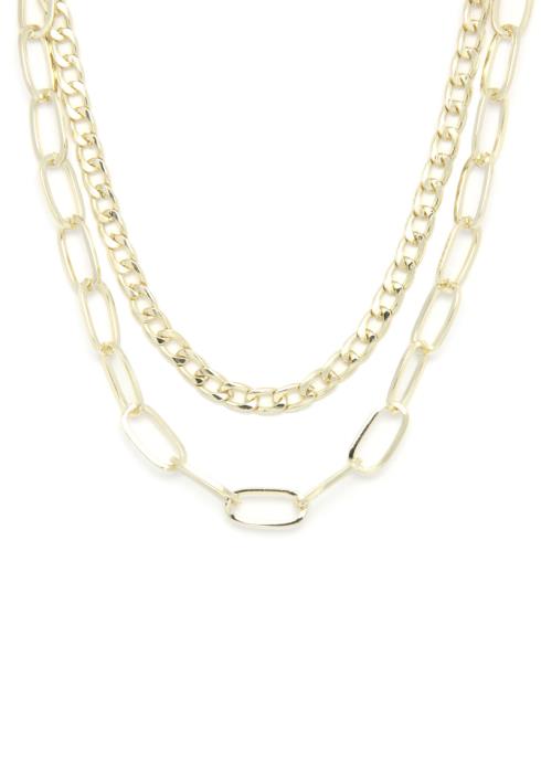 CURB OVAL LINK LAYERED NECKLACE