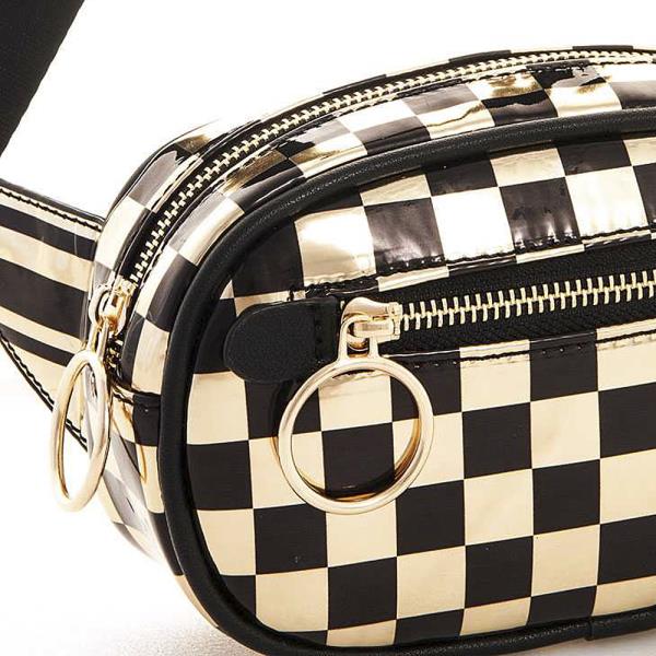 CHECKER PRINT WAIST FANNY PACK BAG