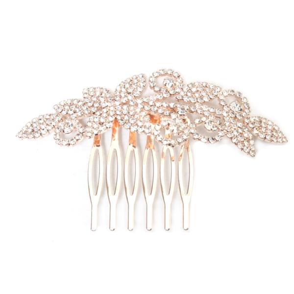 FLORAL PATTERN RHINESTONE HAIR COMB