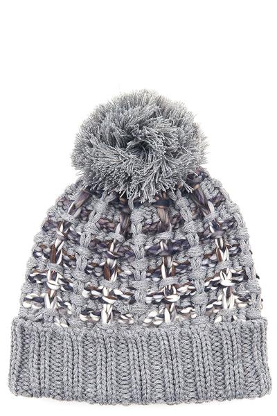 CC OMBRE DOUBLE SLIPSTITCH BEANIE HAT WITH POM