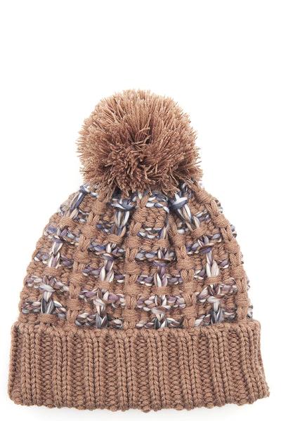 CC OMBRE DOUBLE SLIPSTITCH BEANIE HAT WITH POM