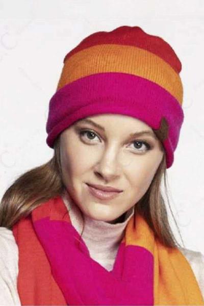 CC COLOR BLOCK ROLLED CUFF SLOUCHY BEANIE