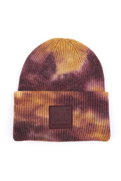 CC TIE DYE BEANIE WITH RUBBER PATCH