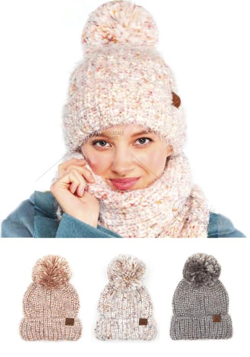CC SOFT YARN POM KNITTED BEANIE