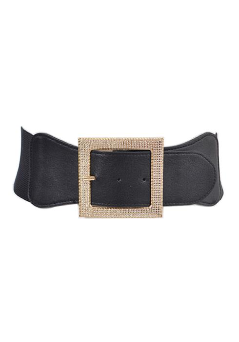 FASHION RHINESTONE ELASTIC SQUARE WAIST BELT