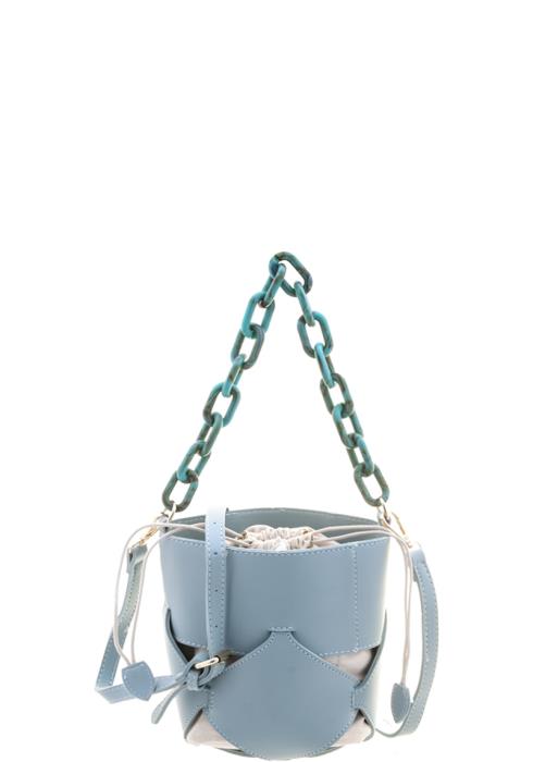 STYLISH GEOMETRIC CUT DESIGN LINK HANDLE TOTE BAG