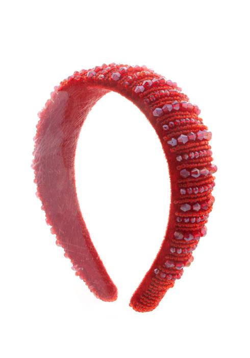 GLASS EMBELLISHED WIDE PADDED STATEMENT HEADBAND HAIRBAND