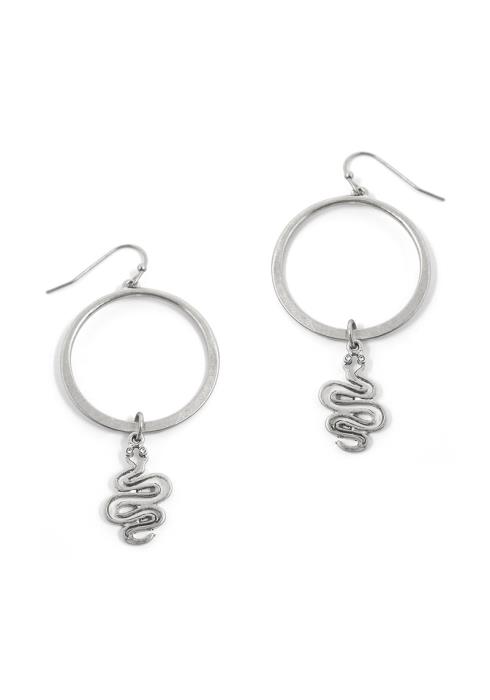 METAL RING SNAKE DANGLE HOOK EARRING