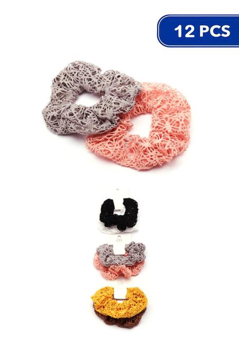 2 PC DUO PLAIN CROCHET HAIR TIE SCRUNCHIES 12 PCS SET