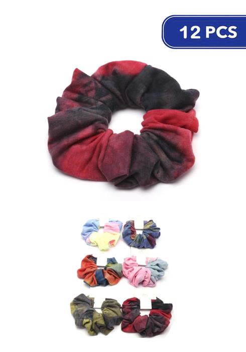 FASHION TIE DYE HAIR TIE SCRUNCHIES 12 PC