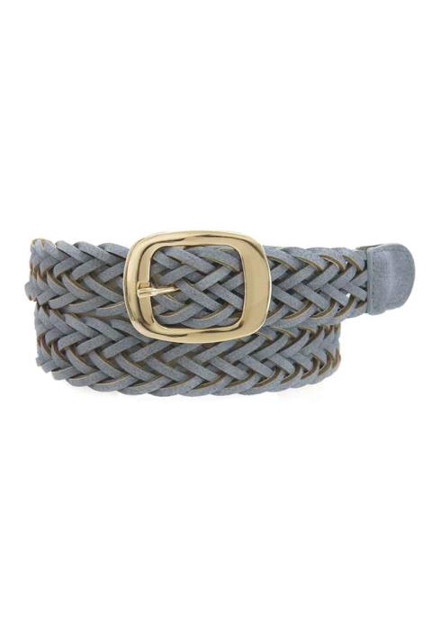 LEATHER BRAIDED SKINNY BELT