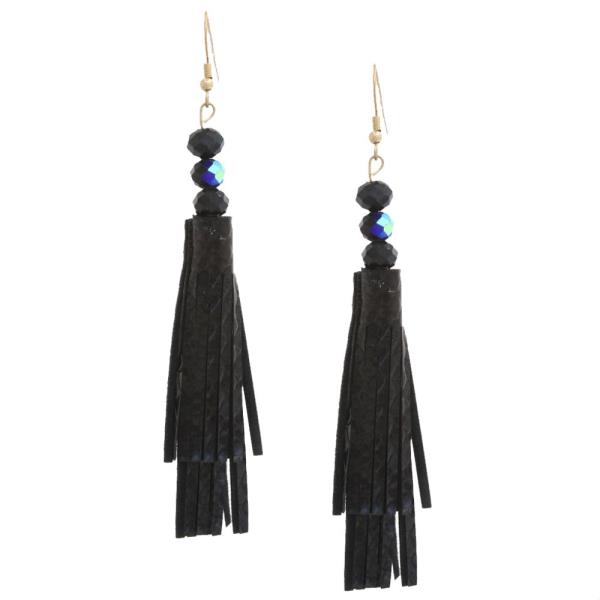 ANIMAL PRINT TASSEL DANGLE EARRING