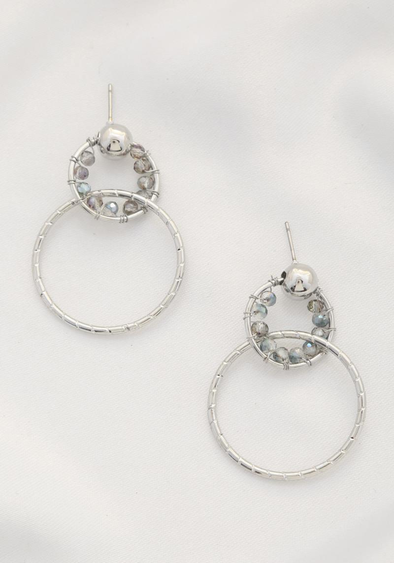 DOUBLE CIRCLE BEADED DANGLE EARRING