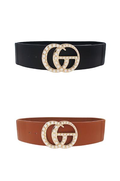 STYLISH MULTI PEARL BUCKLE STITCH BELT