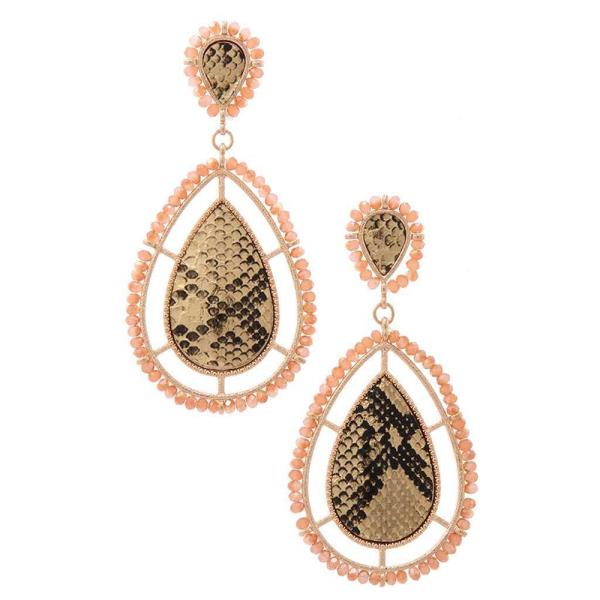 DOUBLE BEADED TEAR DROP POST EARRING
