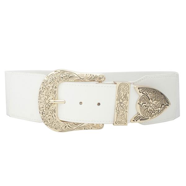 WIDE WESTERN3 BUCKLE ELASTIC BELT