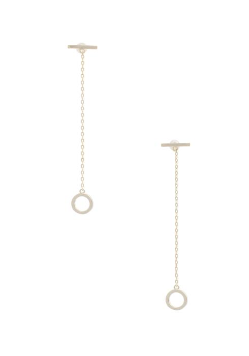 DAINTY METAL BAR CIRCLE STRAND EARRING