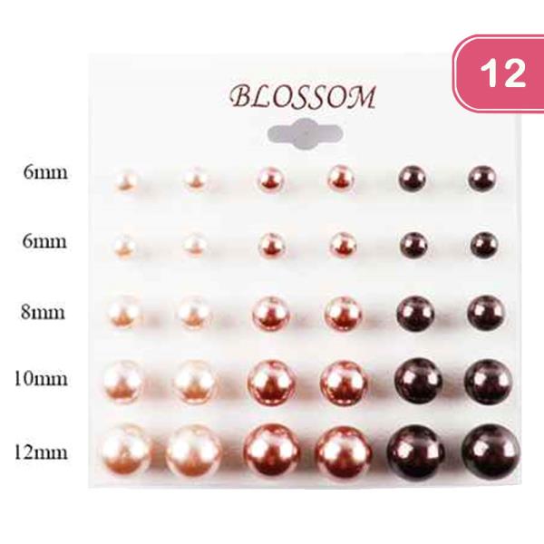 MULTI COLOR BALL SIZE EARRING SET (12 UNITS)