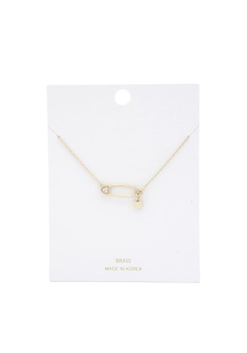 HEART SAFETY PIN PENDANT NECKLACE