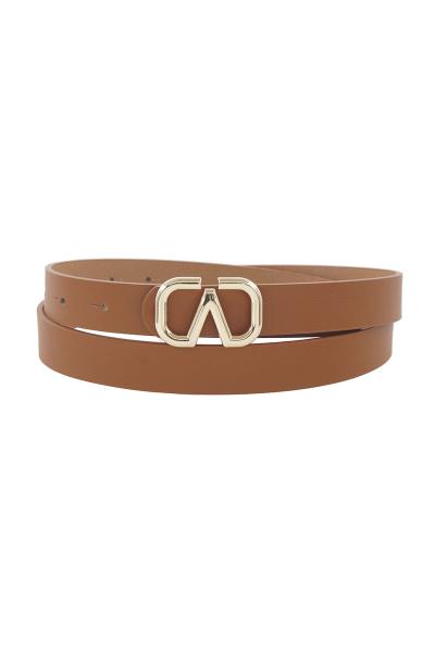 ROUNDED W BUCKLE SKINNY BELT