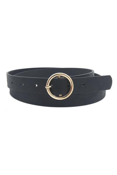 CIRCLE BUCKLE SKINNY BELT