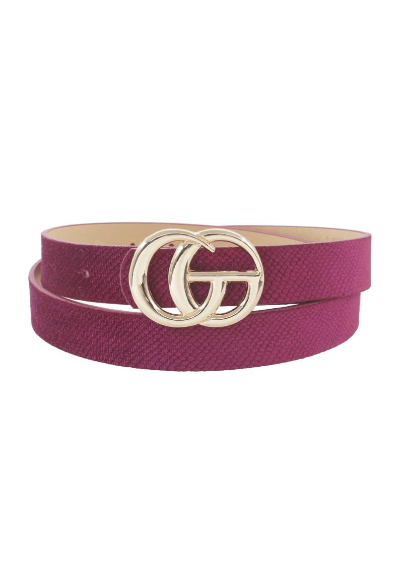 VELVET SNAKE EMBOSSED DUO BUCKLE BELT