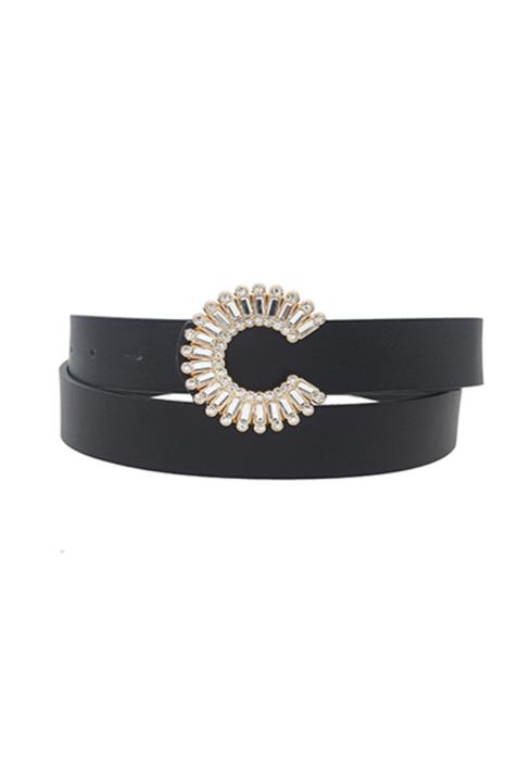 C SHAPE BUCKLE WITH BAGUETTE CUT RHINESTONE BELT