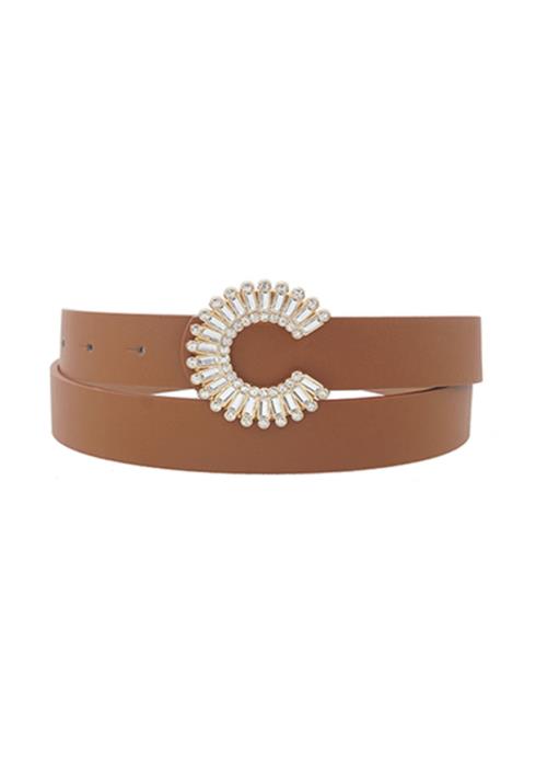 C SHAPE BUCKLE WITH BAGUETTE CUT RHINESTONE BELT
