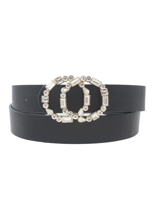 RHINESTONE DOUBLE CIRCLE BUCKLE BELT