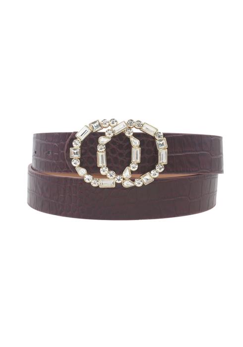 RHINESTONE DOUBLE CIRCLE BUCKLE CROC  BELT