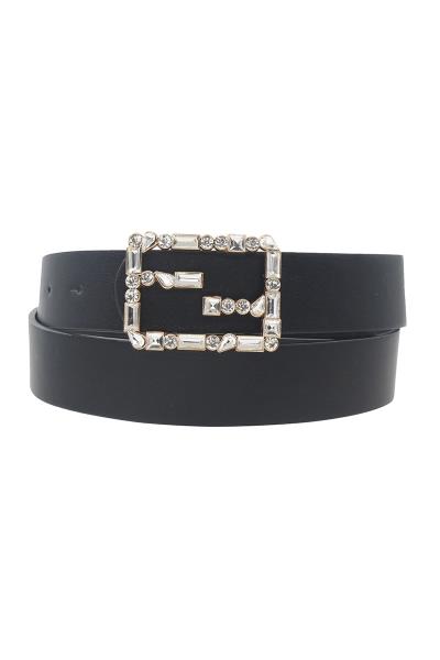CENTER BAR SQUARE RHINESTONE BUCKLE BELT