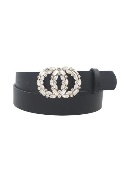 2 ROW INFINITY RHINESTONE BUCKLE BELT