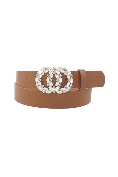 2 ROW INFINITY RHINESTONE BUCKLE BELT