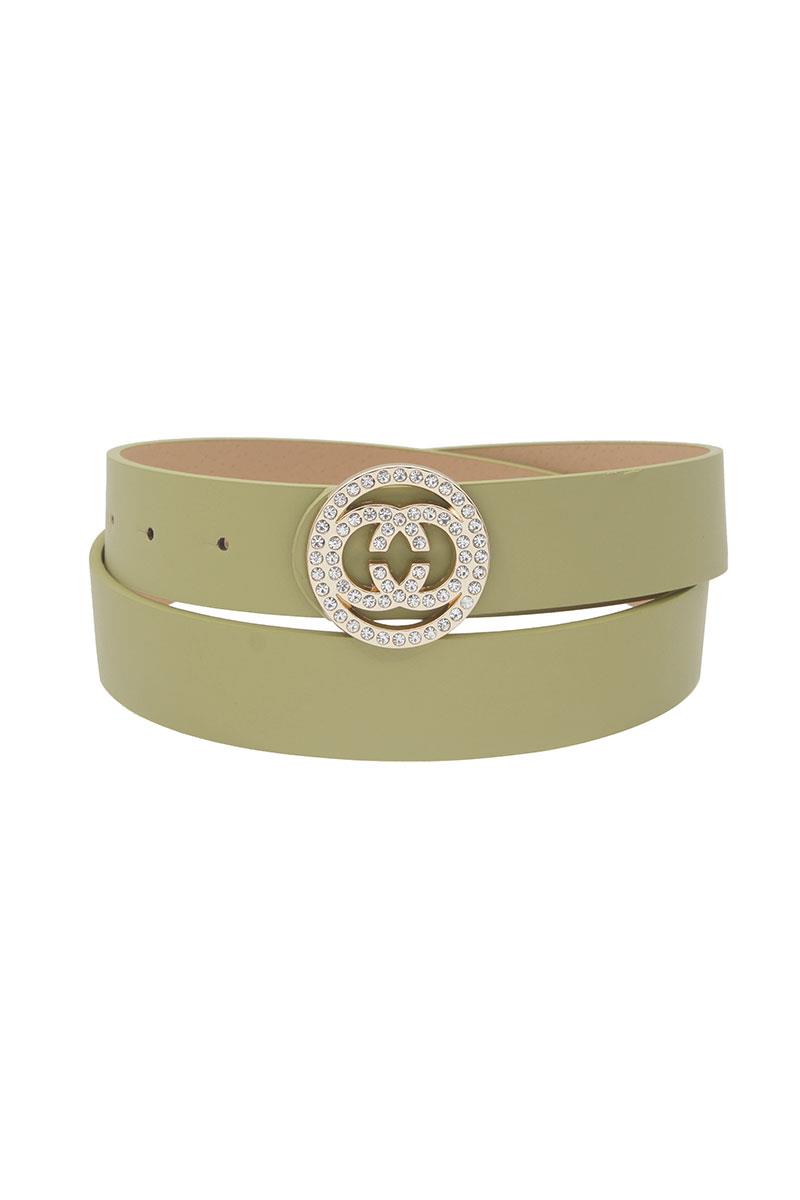 CIRCLE RHINESTONE PAVE BUCKLE BELT