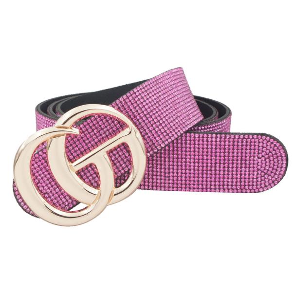 CHIC RHINESTONE AND LETTER BUCKLE ACCENTED BELT