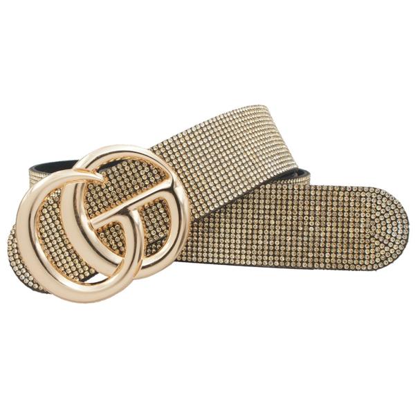 CHIC RHINESTONE AND LETTER BUCKLE ACCENTED BELT