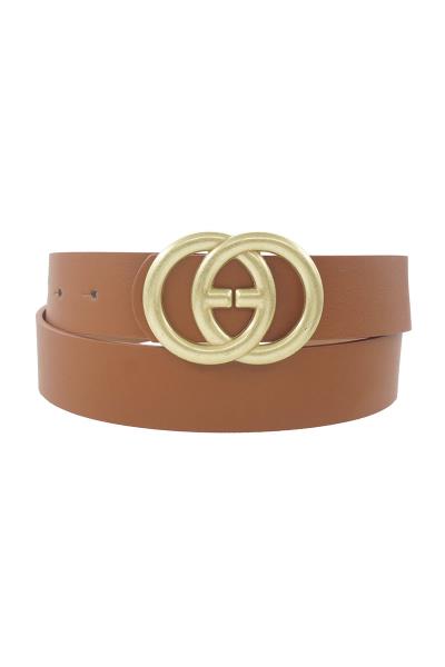 DOUBLE O RING BAR CUT BUCKLE PU BELT