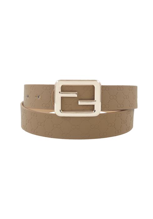 OO EMBOSSED F METAL BUCKLE BELT