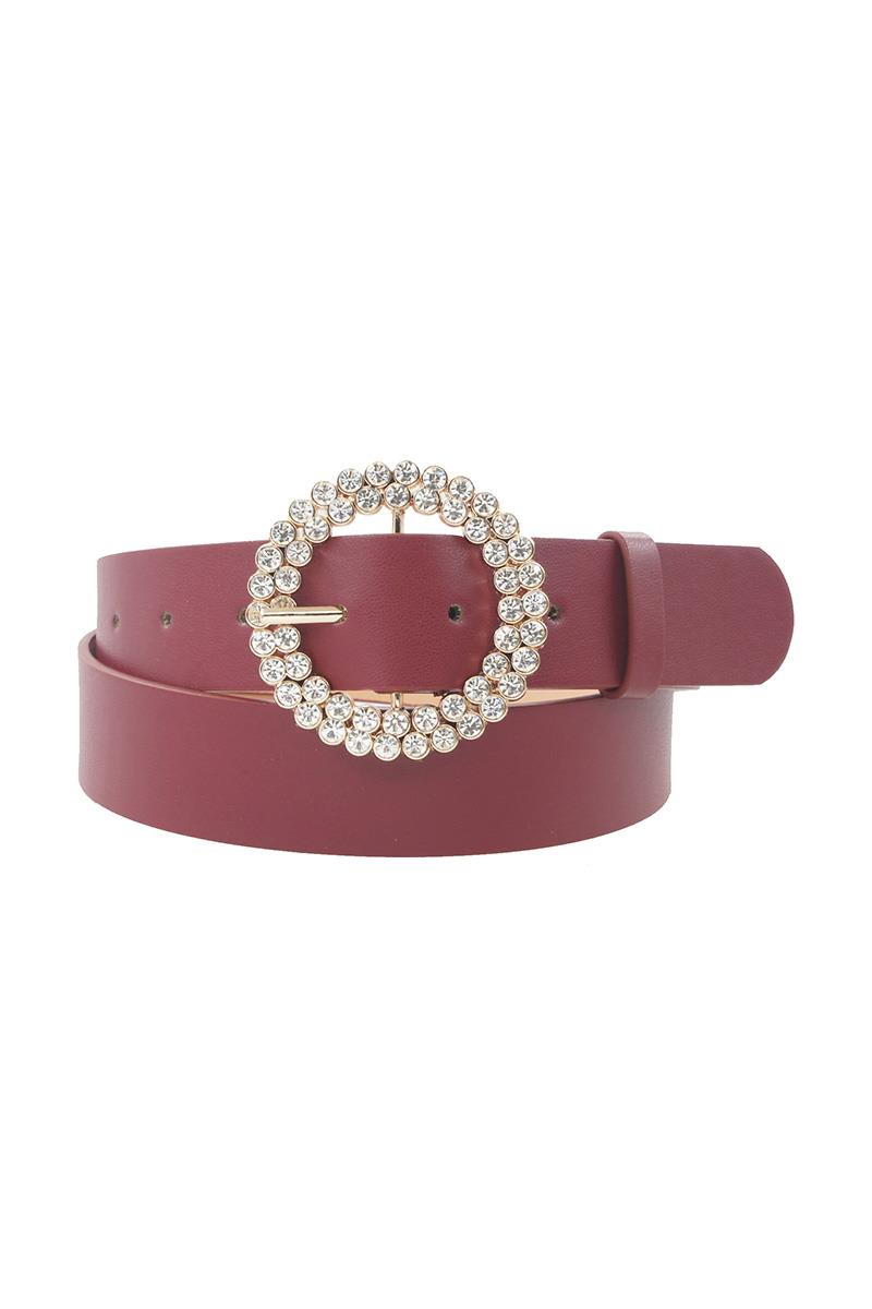 DOUBLE ROW RHINESTONE CIRCLE BUCKLE BELT