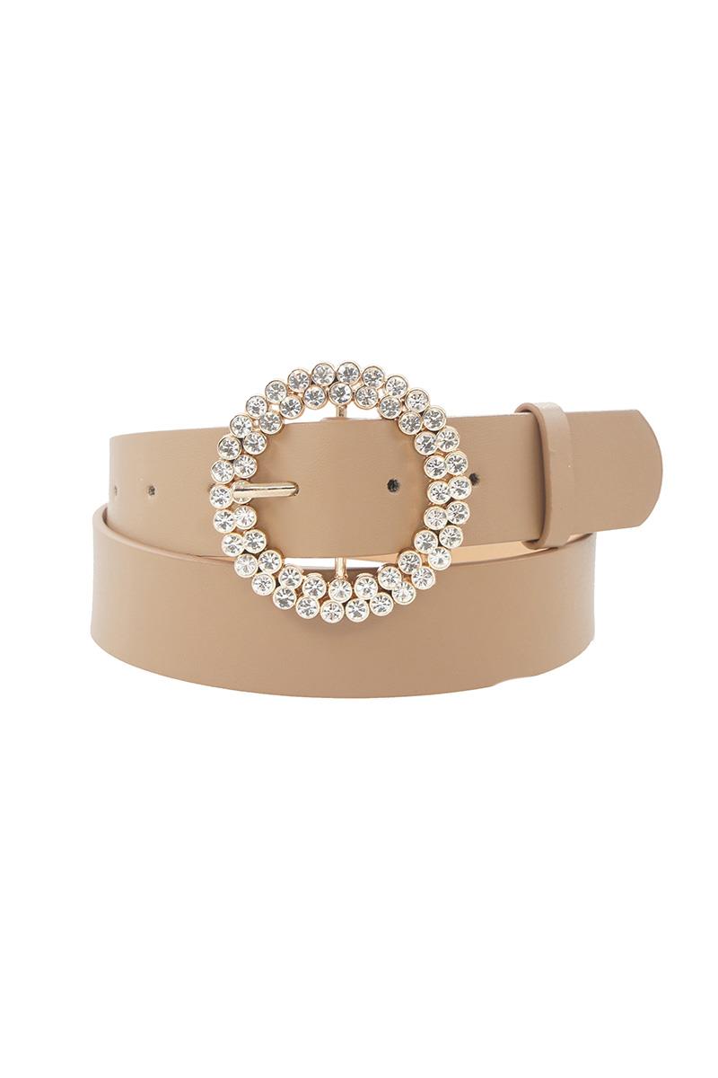 DOUBLE ROW RHINESTONE CIRCLE BUCKLE BELT