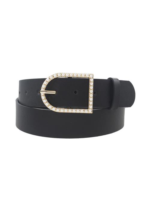 PEARL EMBELLISHED D SHAPED BUCKLE BELT